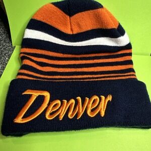 Denver Broncos Knit Beanie Navy Orange Cuffed Winter Hat NFL